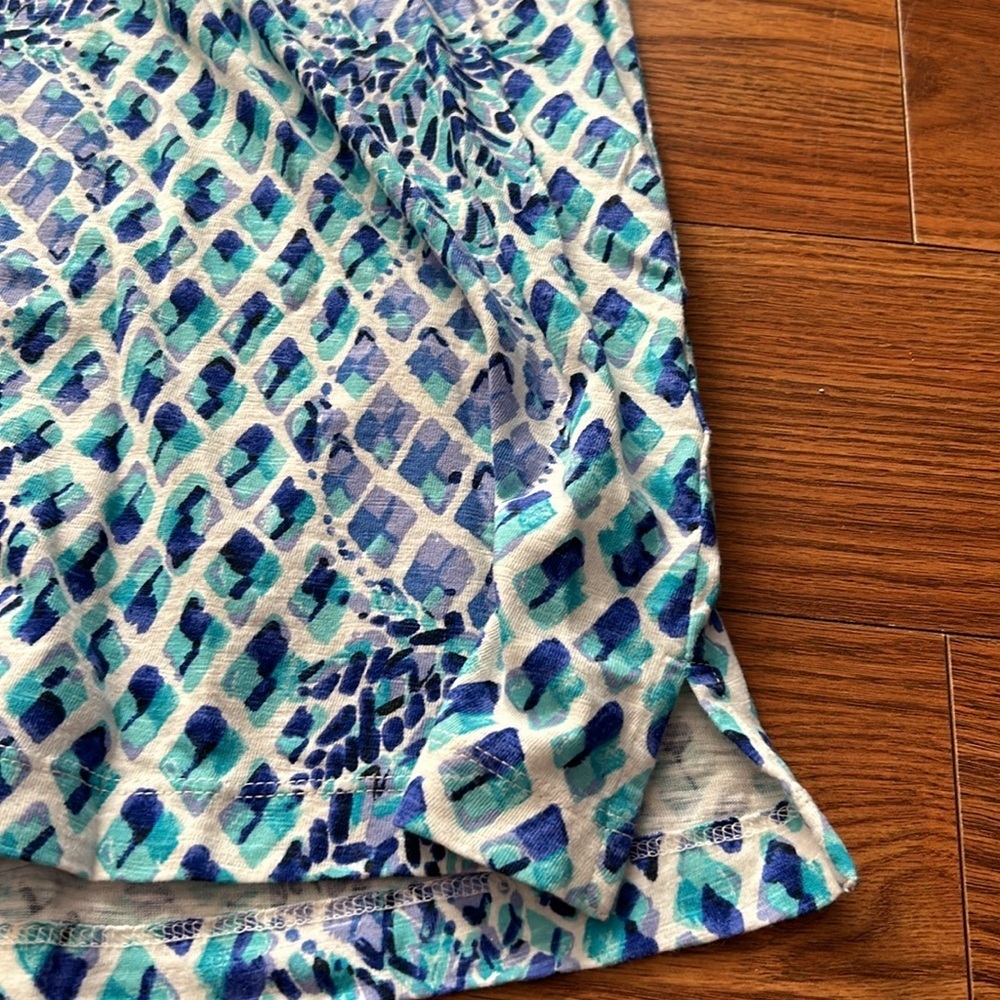 Lilly Pulitzer Joy Tunic Dress SZ Small Blue/White/Teal Pineapple All Over Print - Picture 9 of 11